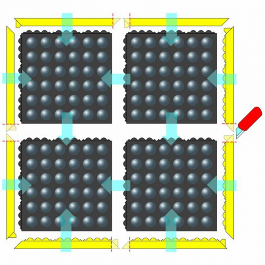 Tapis antifatigues Dalles à bulles nitrile modulable - 270 - 465 Skywalker HD  Nitrile FR